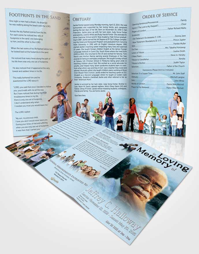 Obituary Template Trifold Brochure Distant Rocky Moon