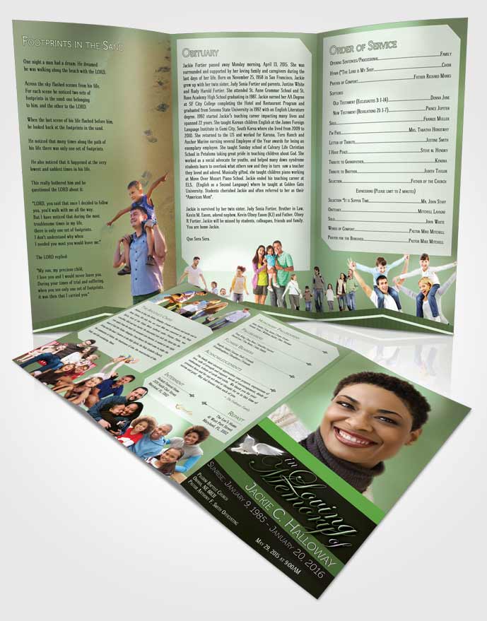 Obituary Template Trifold Brochure Divine Essence Forest Laughter