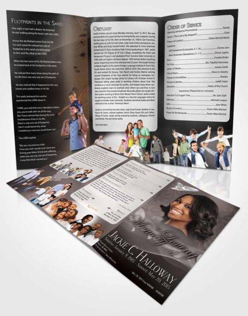 Obituary Template Trifold Brochure Divinity Black and White Memories