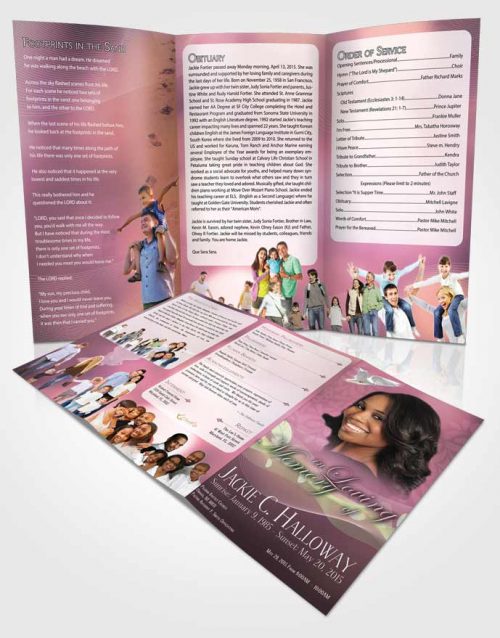 Obituary Template Trifold Brochure Divinity Salmon Pink Memories