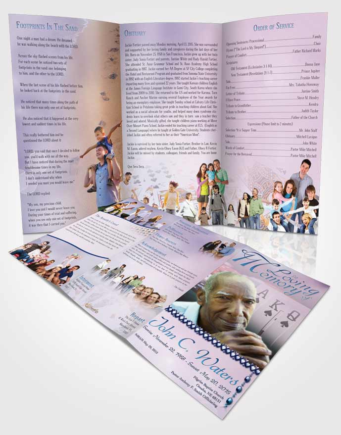 Obituary Template Trifold Brochure Early Morning Cards