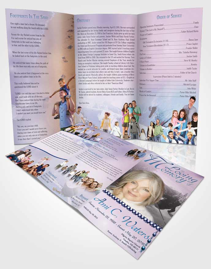 Obituary Template Trifold Brochure Early Morning Downhill Skiing