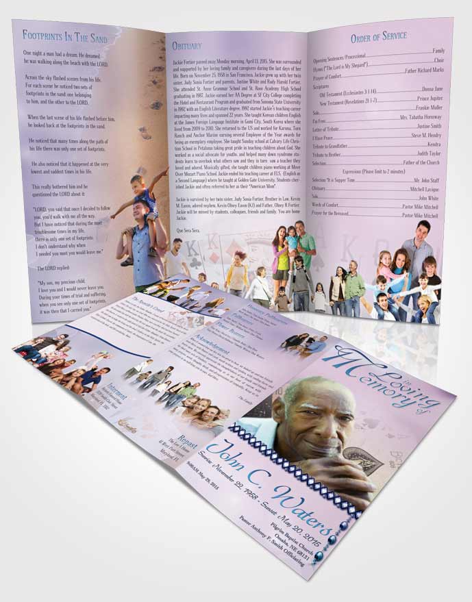 Obituary Template Trifold Brochure Early Morning King of Hands