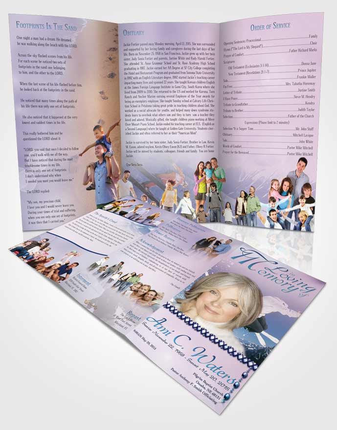 Obituary Template Trifold Brochure Early Morning Ski Jumping