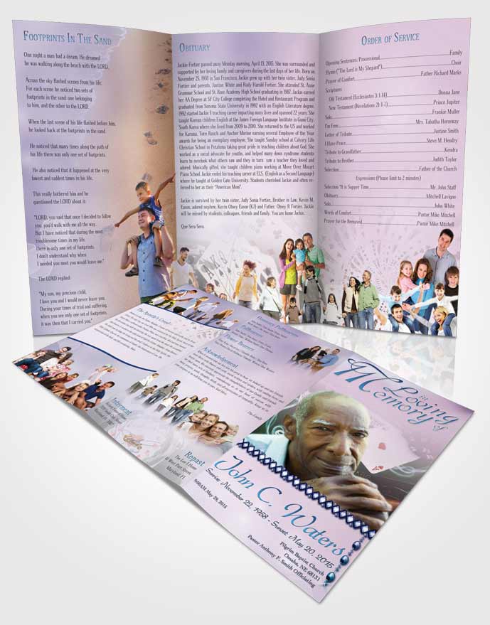 Obituary Template Trifold Brochure Early Morning Weekend Card Game