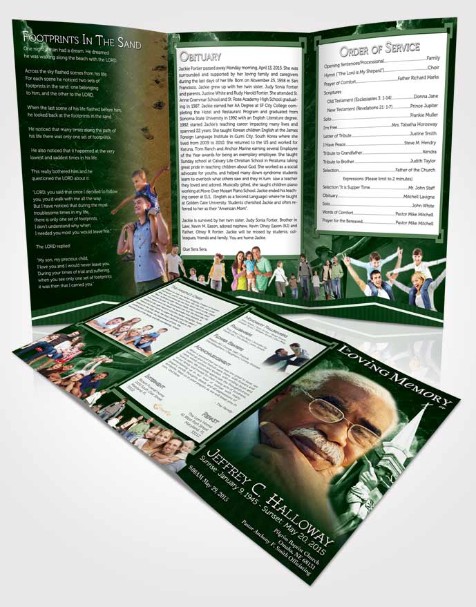 Obituary Template Trifold Brochure Emerald Christian Faith
