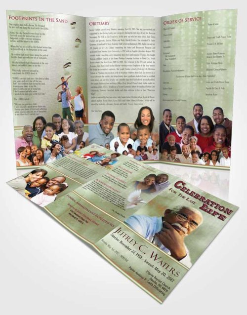 Obituary Template Trifold Brochure Emerald Faith Timeless Love