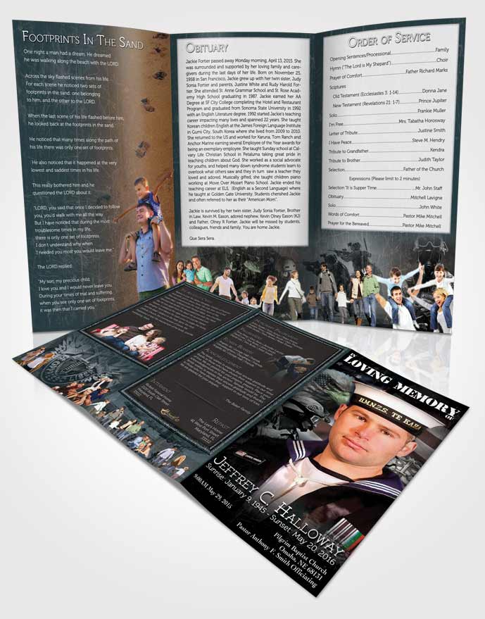 Obituary Template Trifold Brochure Emerald Special Forces Salute