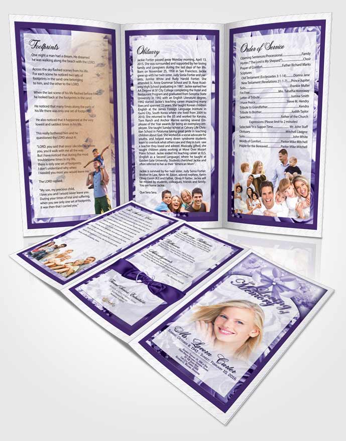 Obituary Template Trifold Brochure Enchanted Petals in the Wind
