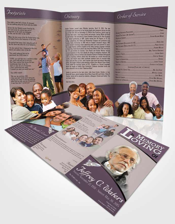 Obituary Template Trifold Brochure Evening Clarity