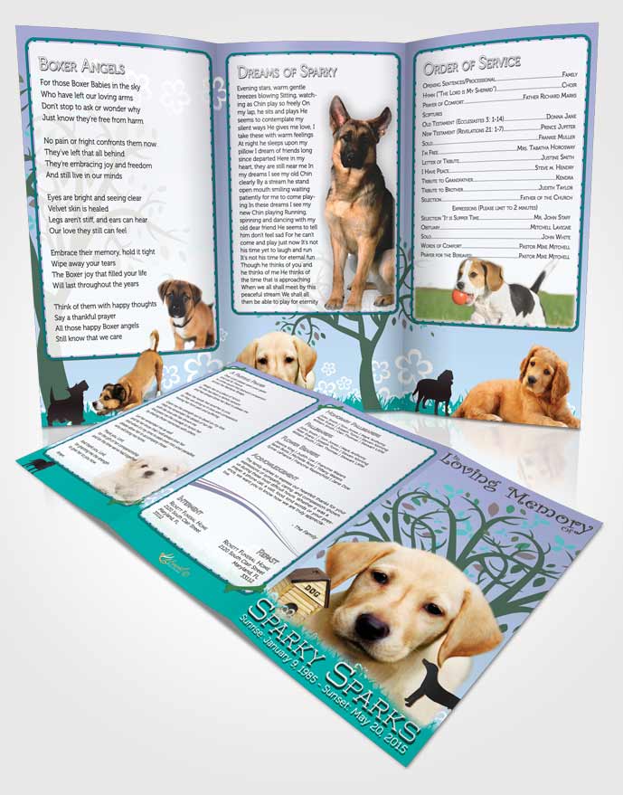 Obituary Template Trifold Brochure Evening Doggy Heaven