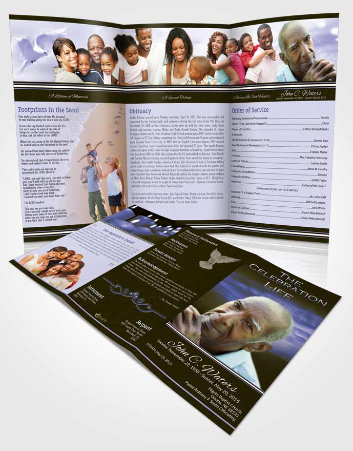 Obituary Template Trifold Brochure Evening Higher Power