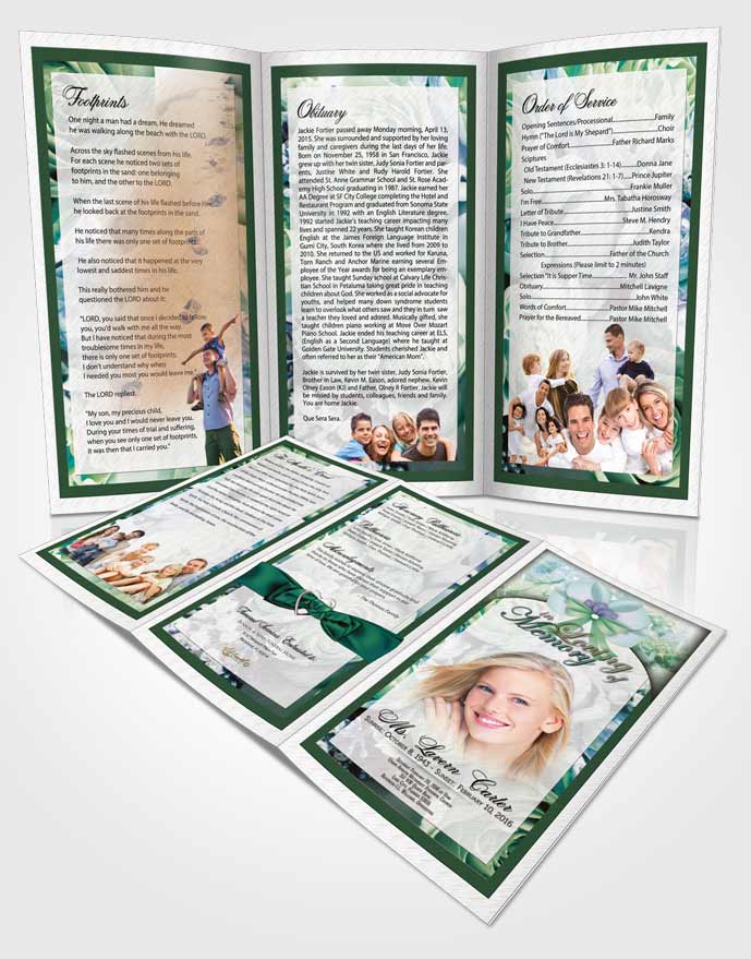 Obituary Template Trifold Brochure Evening Petals in the Wind