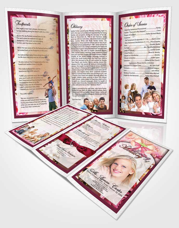 Obituary Template Trifold Brochure Everlasting Petals in the Wind