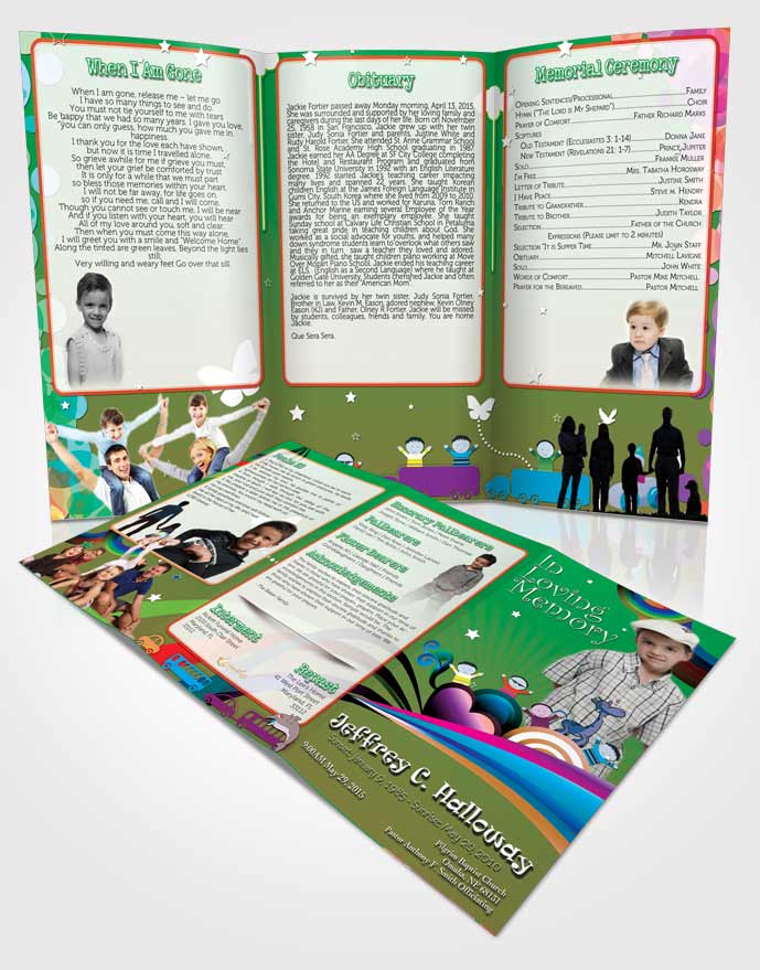 Obituary Template Trifold Brochure Forest Laughter Childs Journey