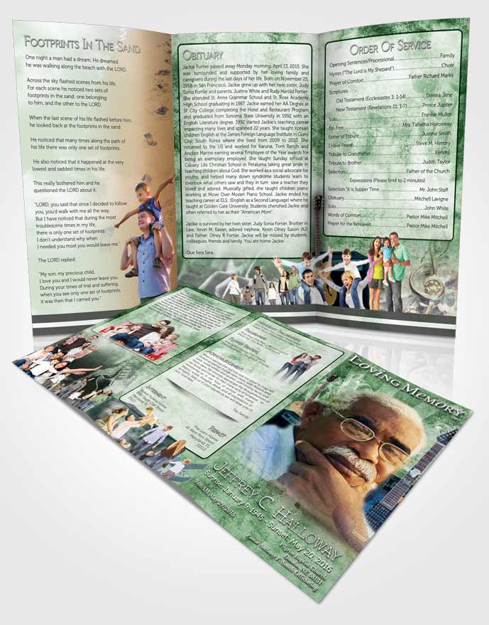 Obituary Template Trifold Brochure Forest Musician