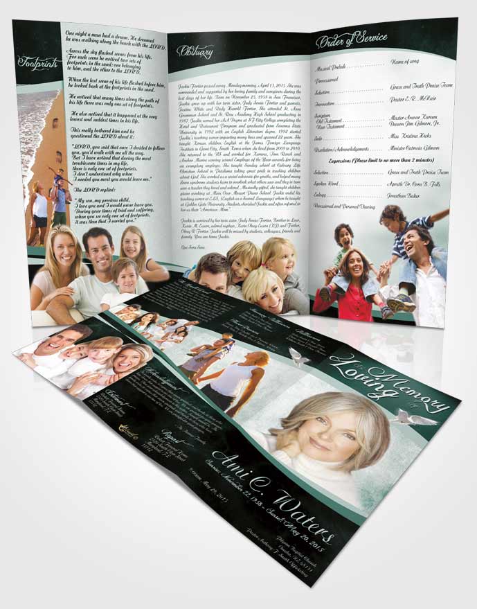 Obituary Template Trifold Brochure Forest Paradise