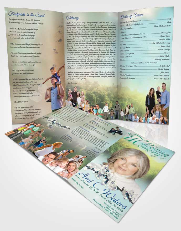 Obituary Template Trifold Brochure Forest River Evening Peace