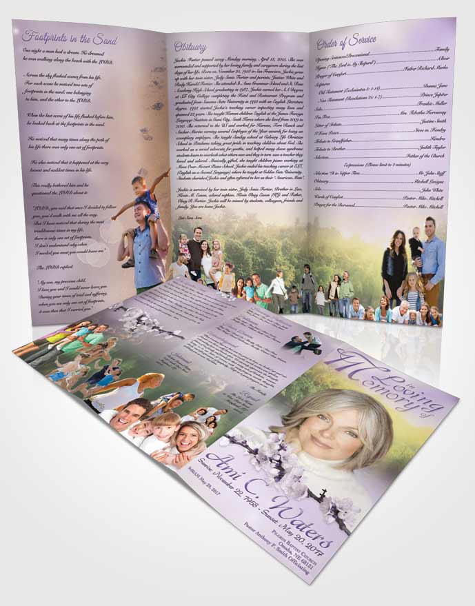 Obituary Template Trifold Brochure Forest River Lavender Honor