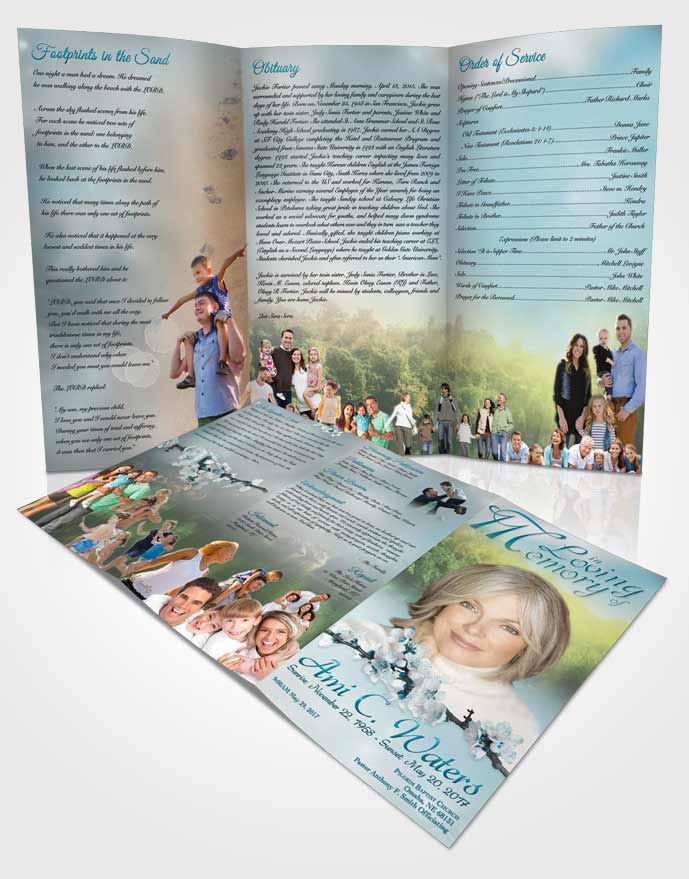 Obituary Template Trifold Brochure Forest River Peaceful Ocean