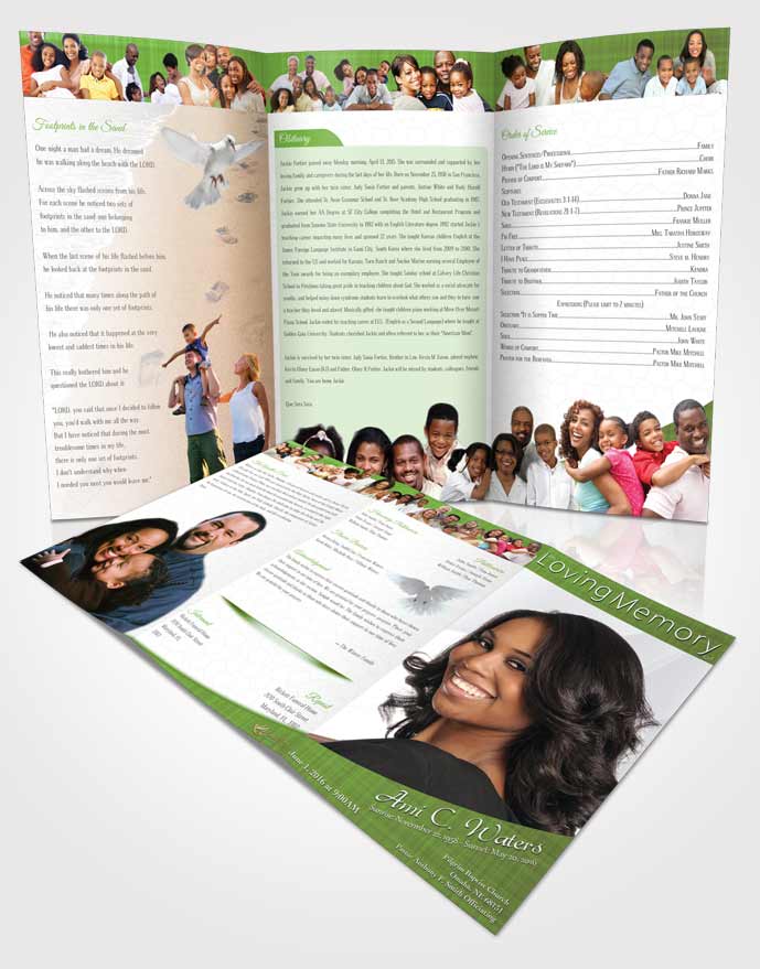 Obituary Template Trifold Brochure Forest Simplicity