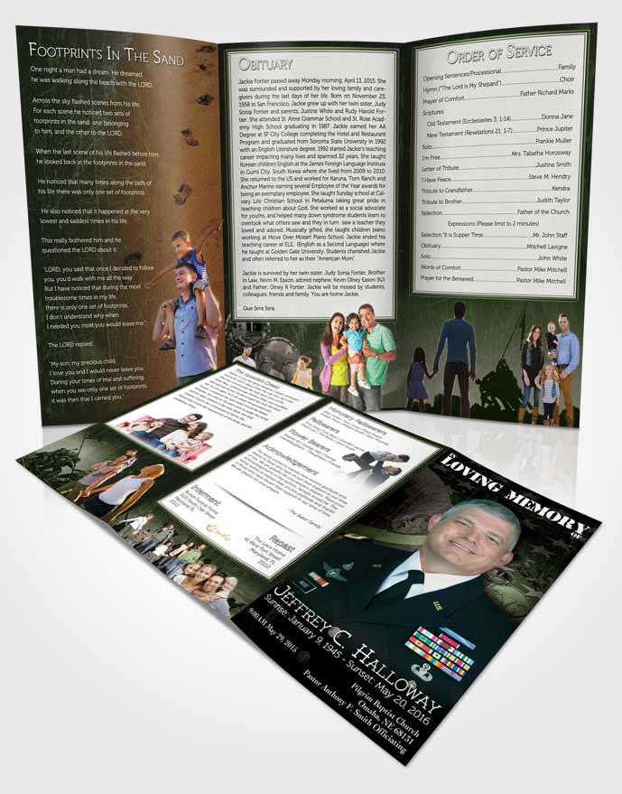 Obituary Template Trifold Brochure Forest Veterans Salute