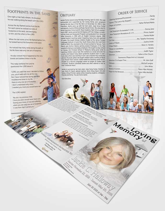 Obituary Template Trifold Brochure Free Birds of a Feather