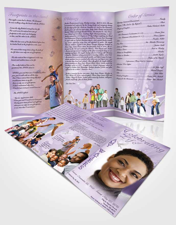 Obituary Template Trifold Brochure Free Spirit Lavender Honor