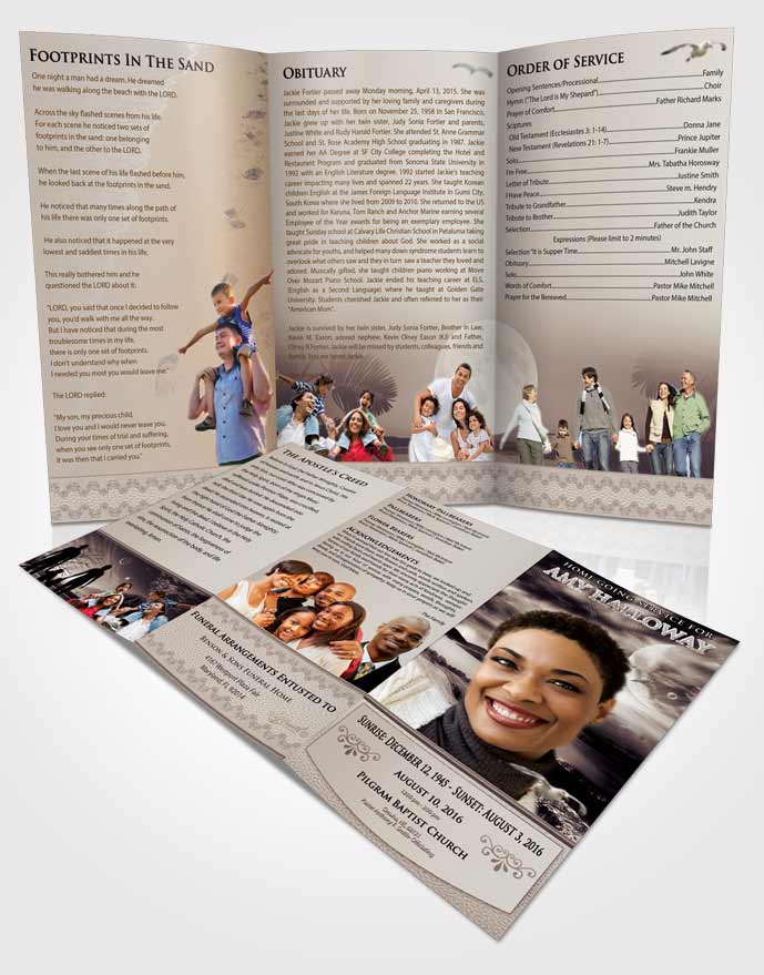 Obituary Template Trifold Brochure Freedom Evening Moon