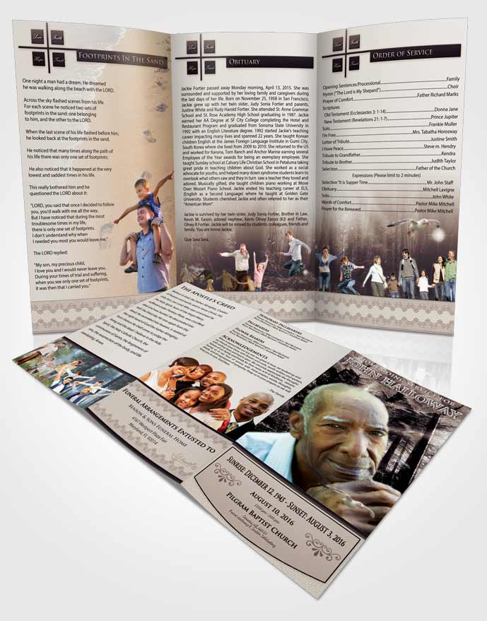 Obituary Template Trifold Brochure Freedom Forest Laughter