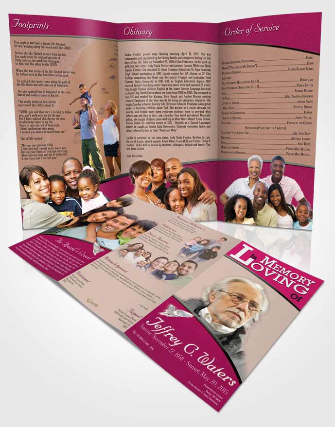 Obituary Template Trifold Brochure Gentle Clarity