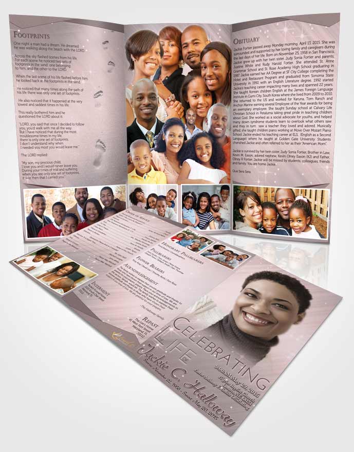 Obituary Template Trifold Brochure Gentle Fall Serenity