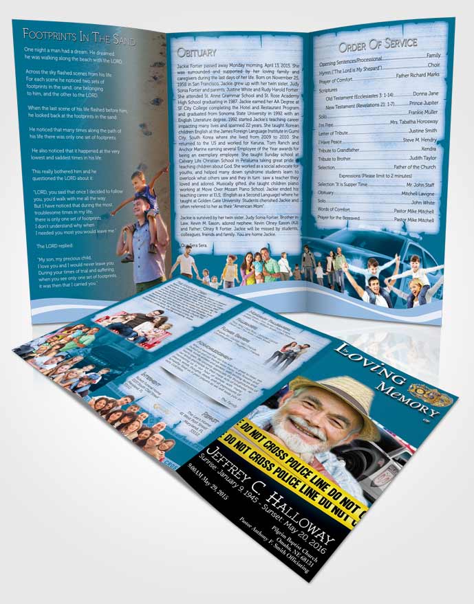 Obituary Template Trifold Brochure Gentle Police On Duty