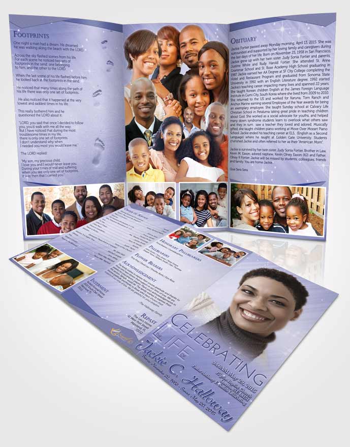 Obituary Template Trifold Brochure Gentle Sky Serenity