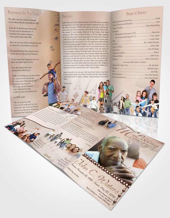 Obituary Template Trifold Brochure Golden Aces