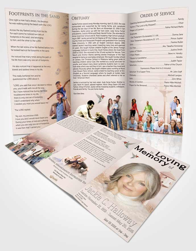 Obituary Template Trifold Brochure Golden Birds of a Feather
