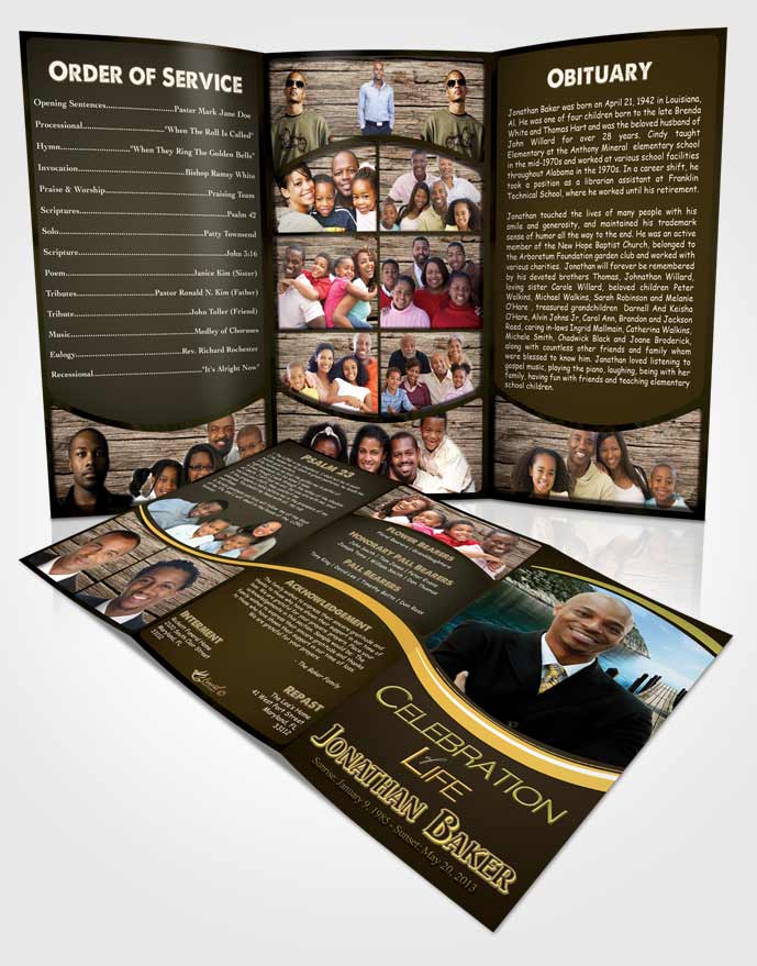 Obituary Template Trifold Brochure Golden Canyon Journey