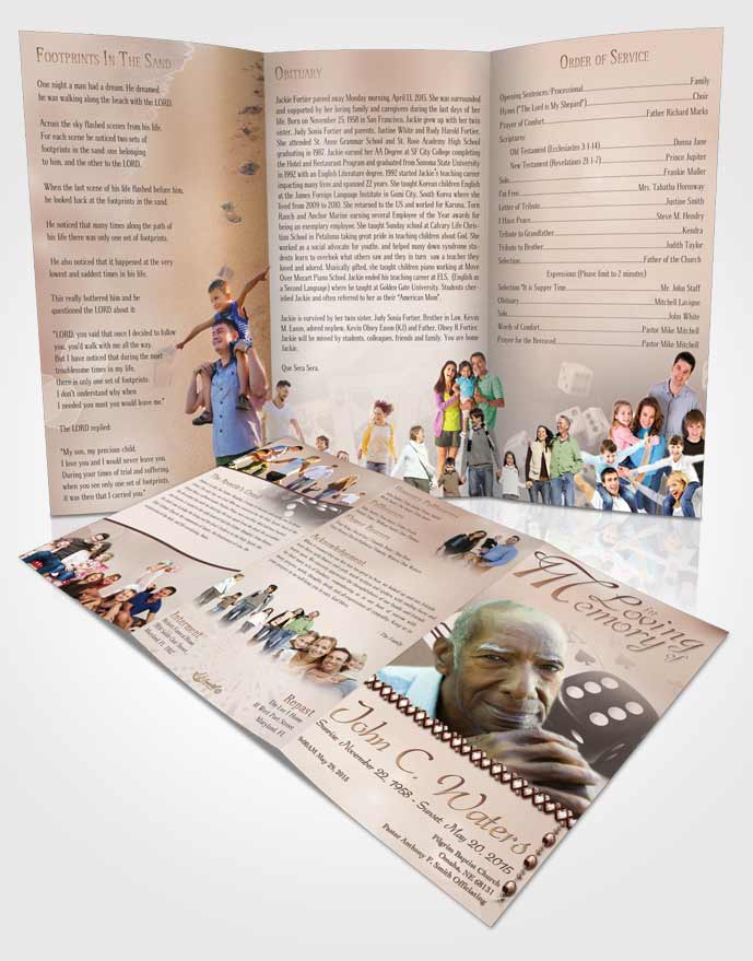 Obituary Template Trifold Brochure Golden Double Down