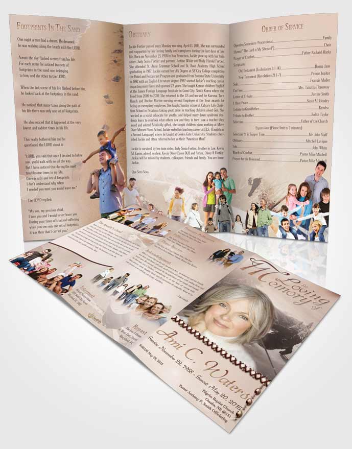Obituary Template Trifold Brochure Golden Downhill Skiing