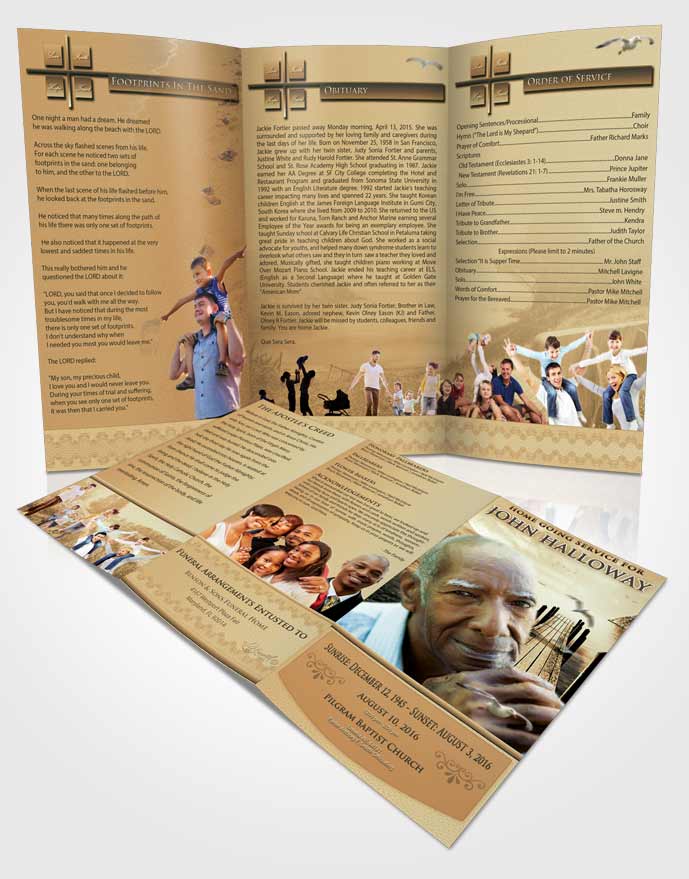 Obituary Template Trifold Brochure Golden Natures Peace