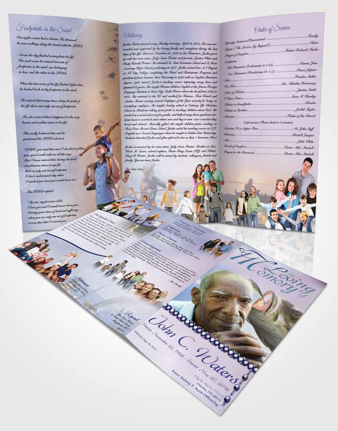 Obituary Template Trifold Brochure Gone Fishing Early Morning