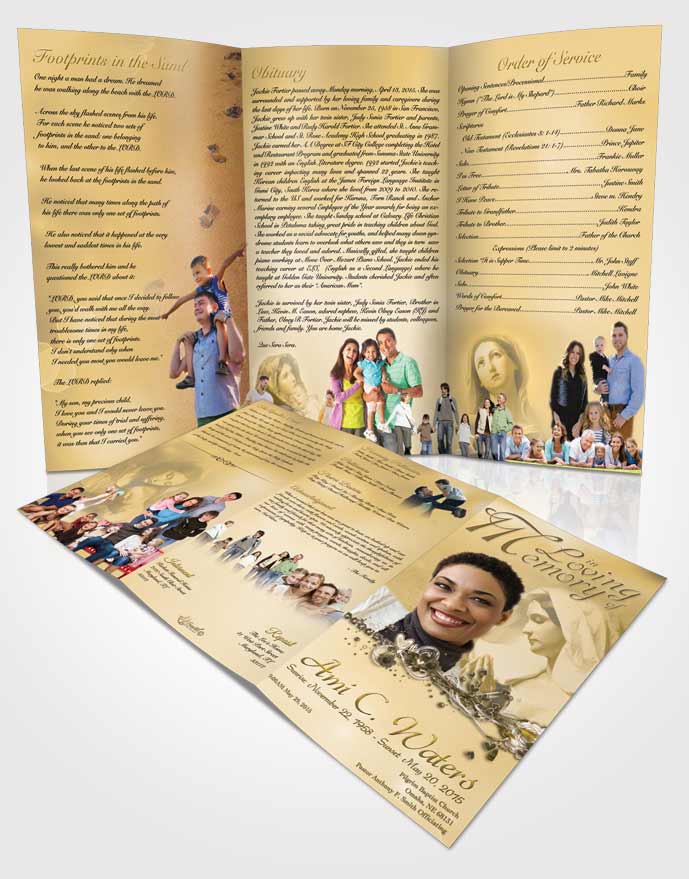 Obituary Template Trifold Brochure Hail Mary Golden Heritage