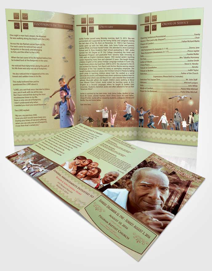 Obituary Template Trifold Brochure Harmony Forest Laughter