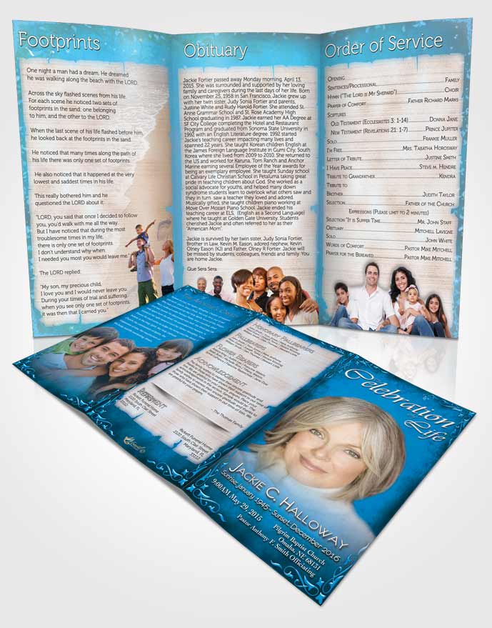 Obituary Template Trifold Brochure Heavens Touch Coral Reef