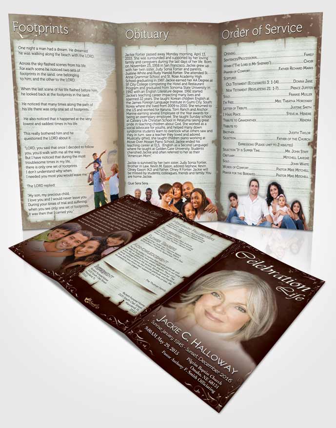Obituary Template Trifold Brochure Heavens Touch Dark Ruby