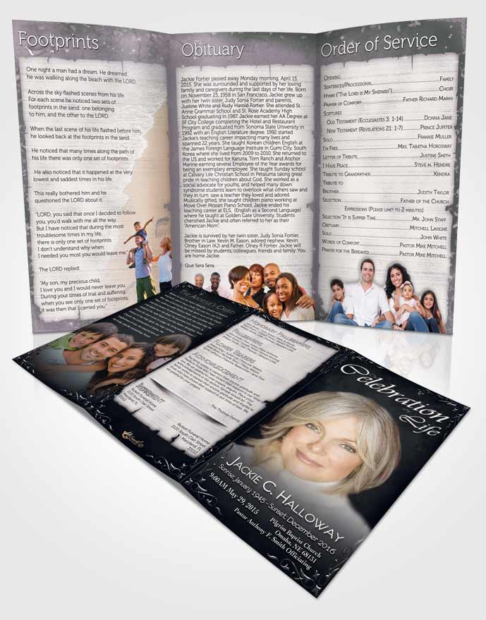 Obituary Template Trifold Brochure Heavens Touch Deep Serenity