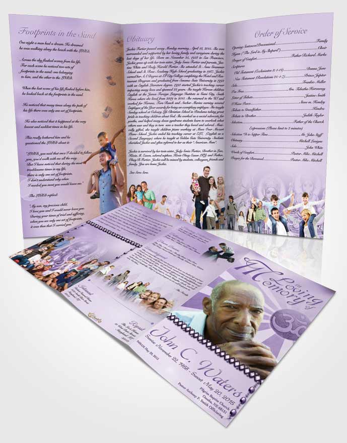 Obituary Template Trifold Brochure Hinduism Faith Lavender Honor
