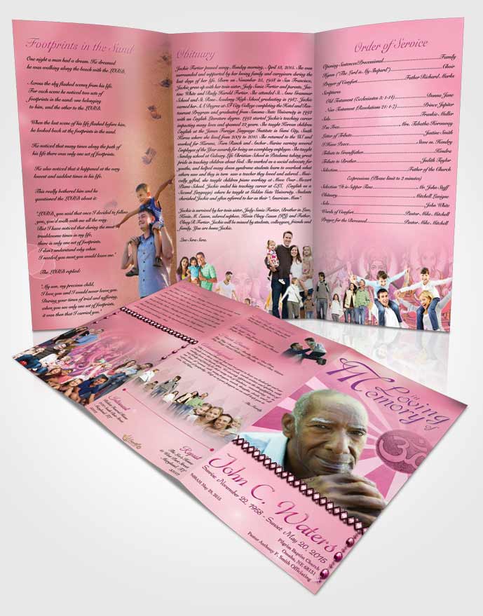 Obituary Template Trifold Brochure Hinduism Faith Pink Lust