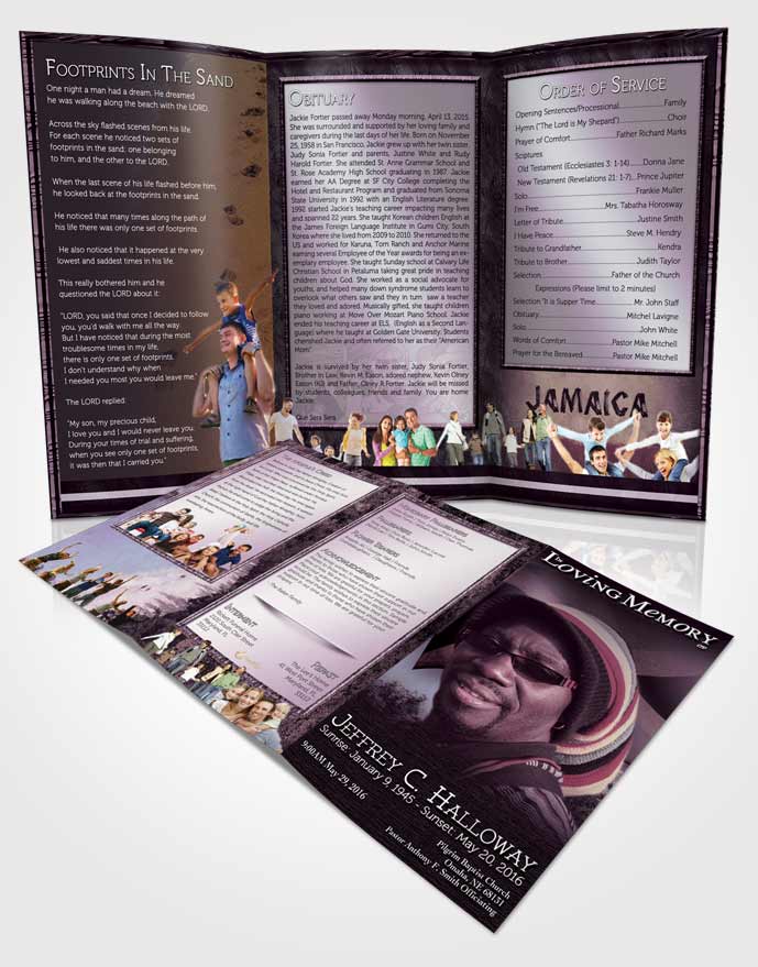 Obituary Template Trifold Brochure Jamaican Lavender Beauty