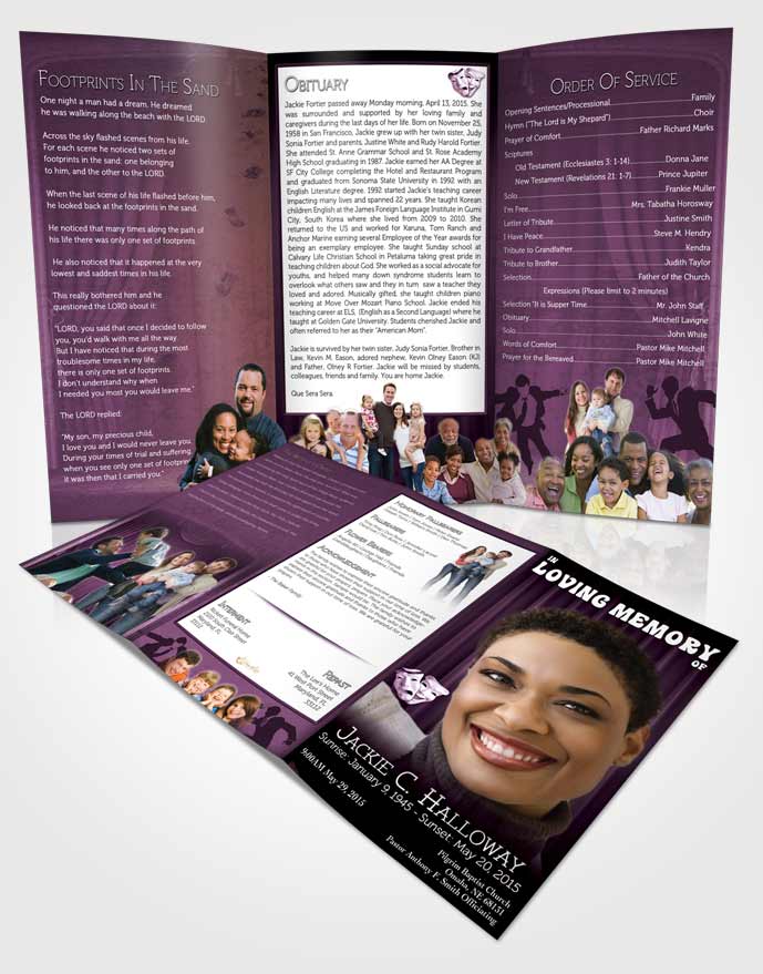 Obituary Template Trifold Brochure Lavender Actor